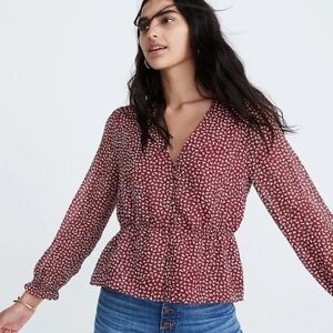 Madewell Ditzy Flower Burgundy Patterned Blouse